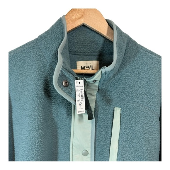 Madewell (Re)sourced Sherpa Snap-Front Jacket in Faded Shale NWT - Picture 3 of 8